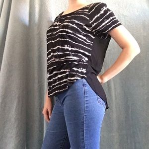 Express Black and White Top with Sheer Back
